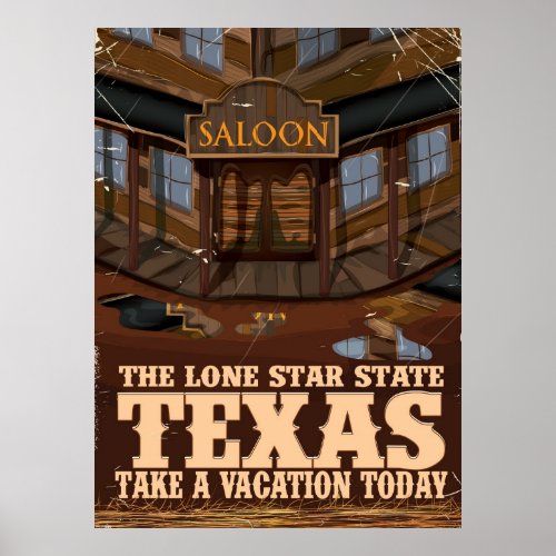 Texas The lone star state travel poster