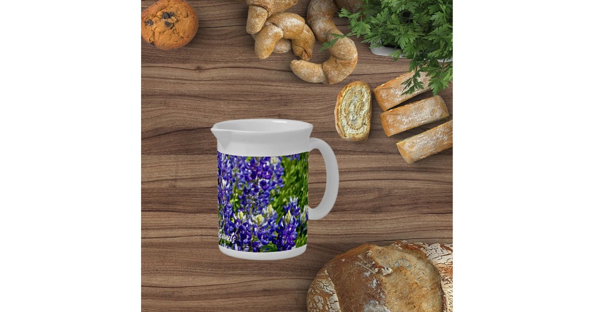 Texas-Themed Bluebonnet Porcelain Pitcher | Zazzle