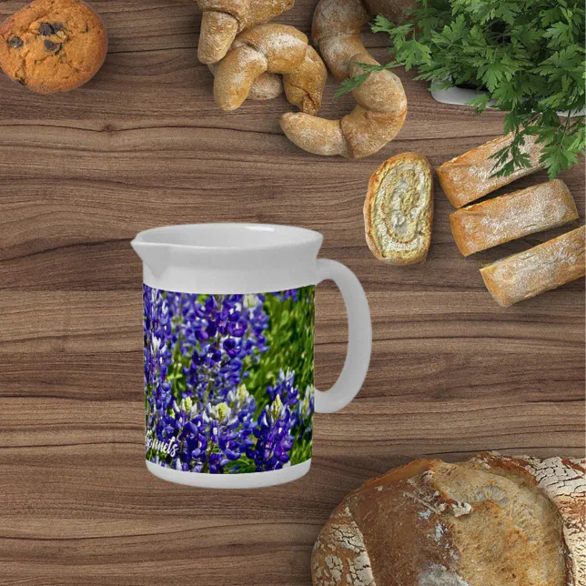 Texas-Themed Bluebonnet Porcelain Pitcher | Zazzle