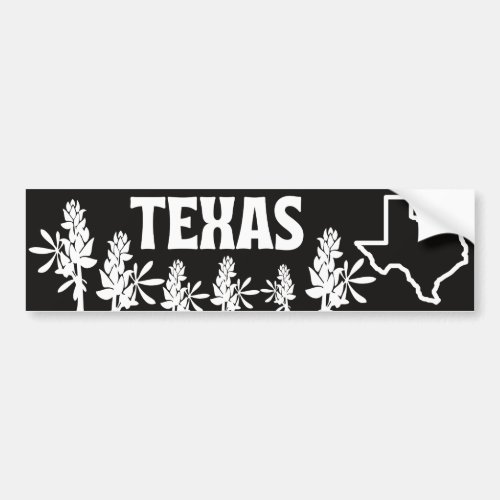 Texas Themed Bumper Sticker with Bluebonnets 