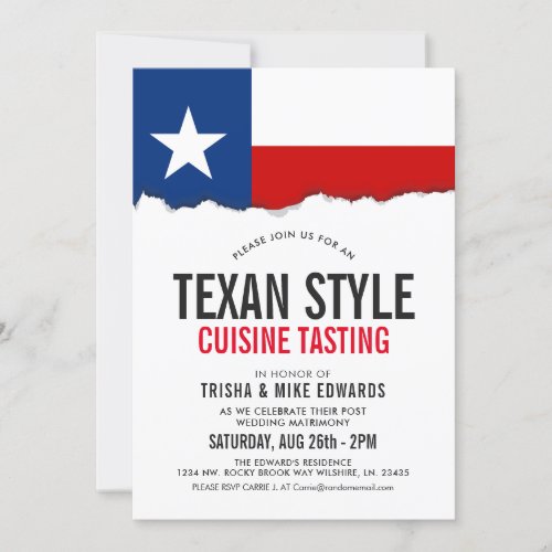 Texas Themed Cuisine  Party Flag Invite