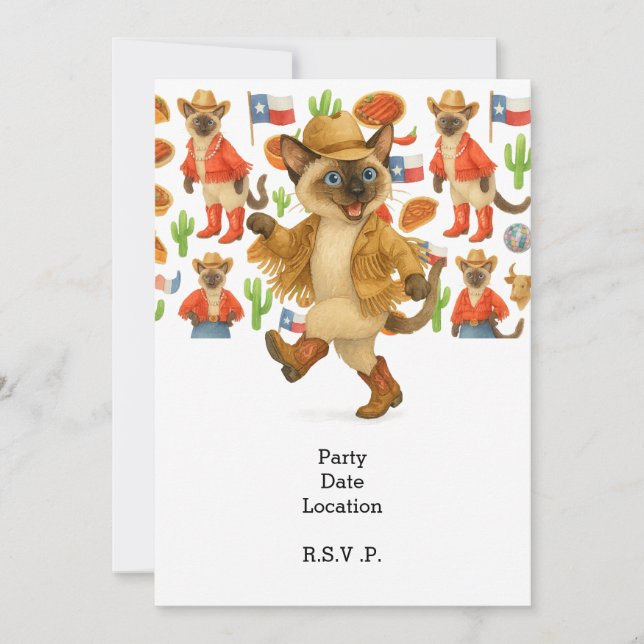 Texas themed for Cat Lovers Invitation (Front)