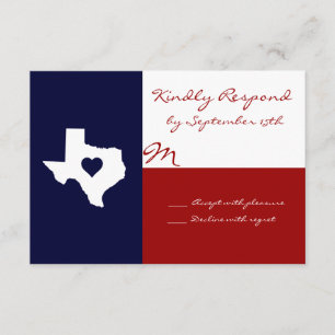 Texas Themed Red White Blue Wedding RSVP Cards
