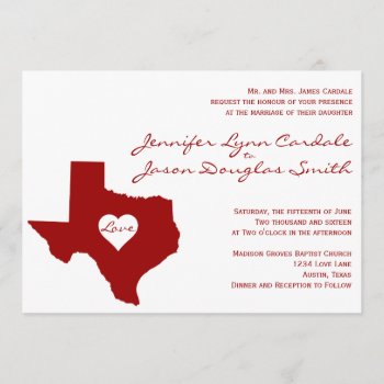 Texas Themed Red White Wedding Invitations by CustomWeddingSets at Zazzle