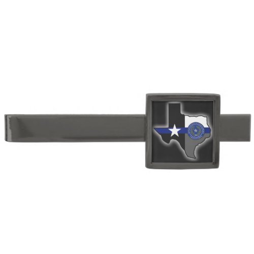 Texas Thin Blue Line Gunmetal Finish Tie Clip