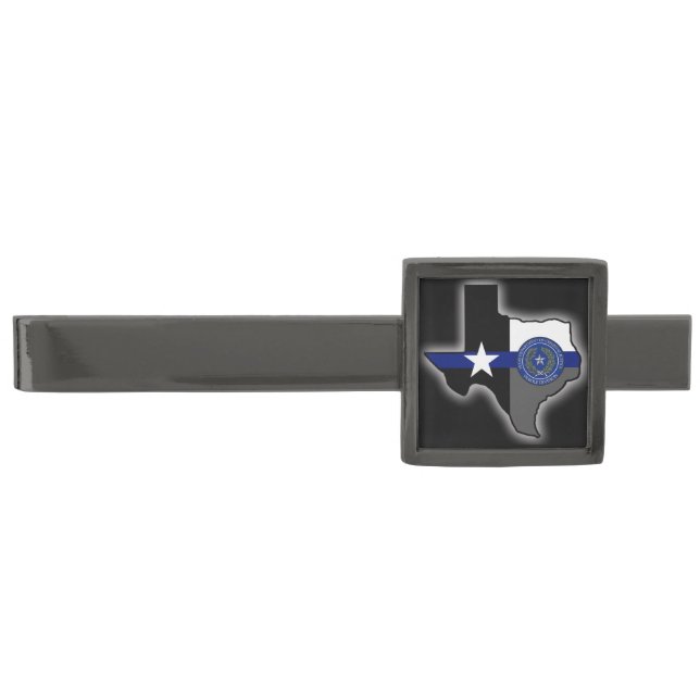 Texas Thin Blue Line Gunmetal Finish Tie Clip (Front)