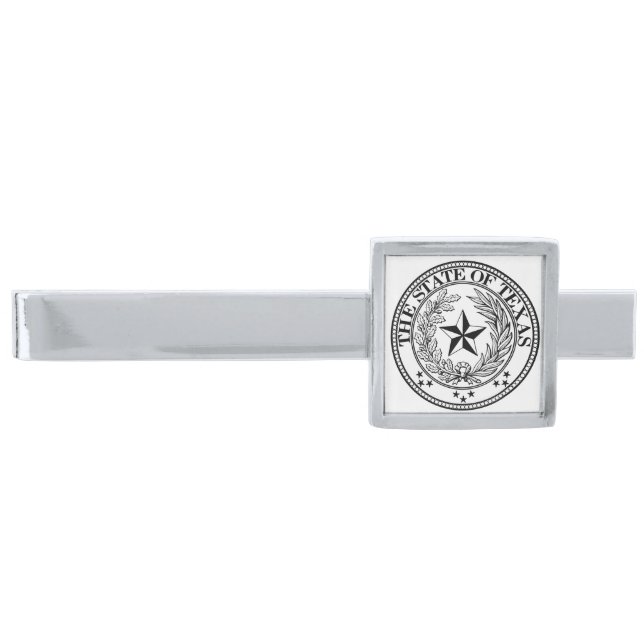 Texas Tie Bar, Silver Plated Silver Finish Tie Clip (Front)