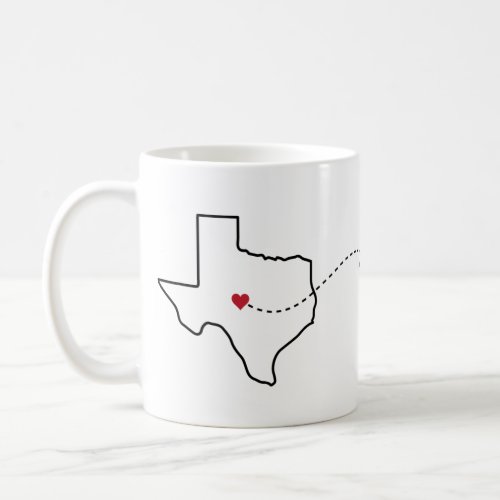 Texas to Rhode Island _ Heart2Heart Coffee Mug
