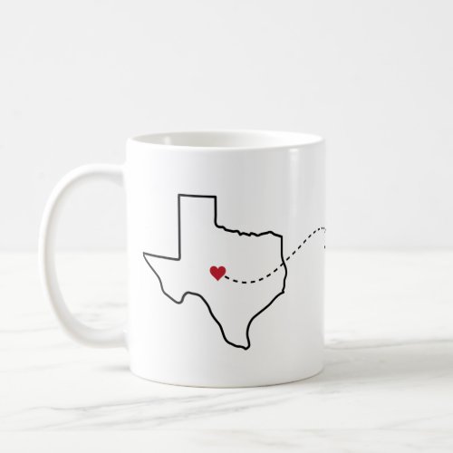 Texas to South Dakota _ Heart2Heart Coffee Mug