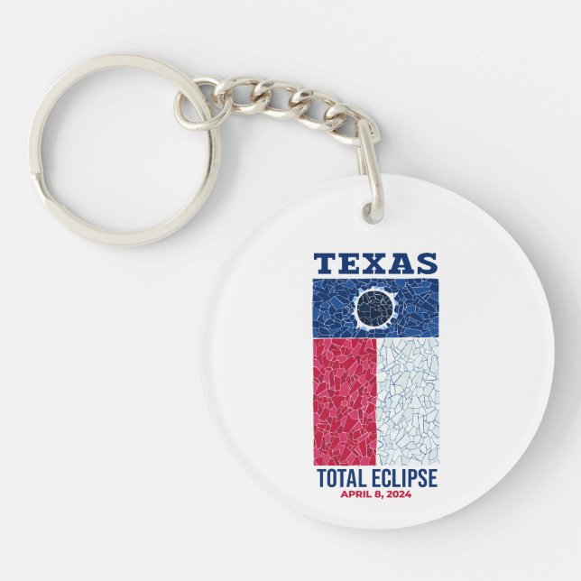 Texas Total Eclipse Round Keychain (Front)