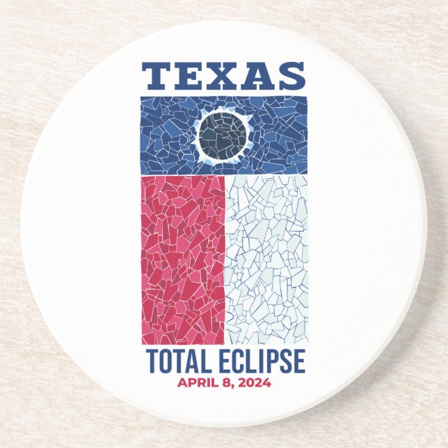 Texas Total Eclipse Stone Coaster, Round Sandstone Coaster (Front)