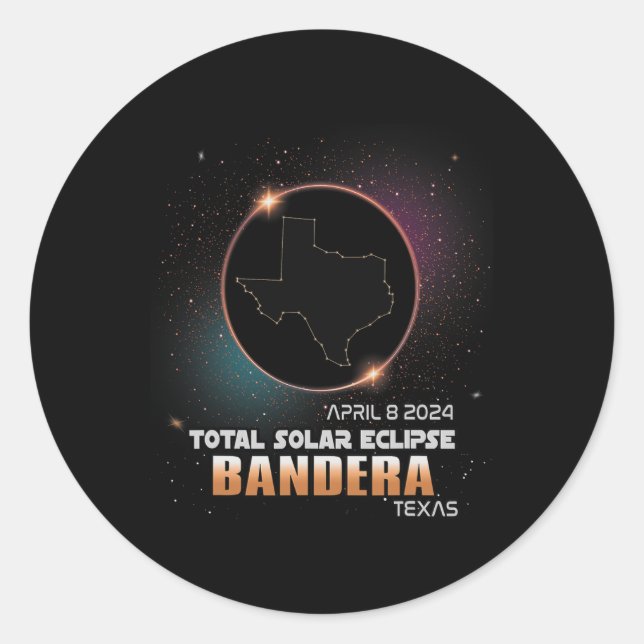 Texas Total Solar Eclipse 2024 1  Classic Round Sticker (Front)