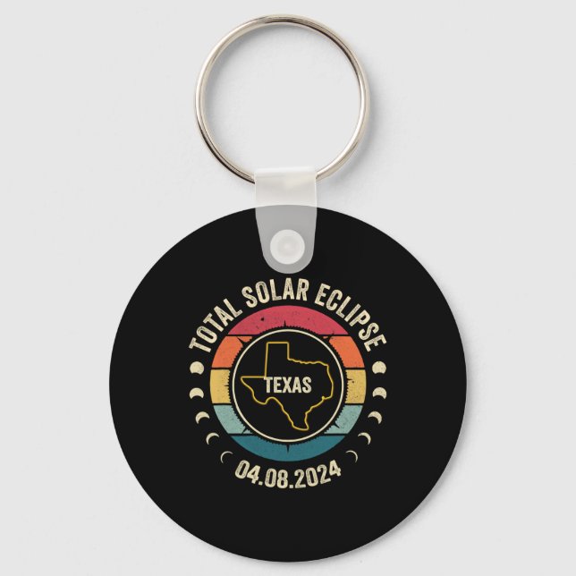 Texas Total Solar Eclipse 2024 American Totality A Keychain (Front)