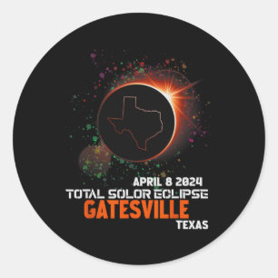 Texas Total Solar Eclipse 2024  Classic Round Sticker
