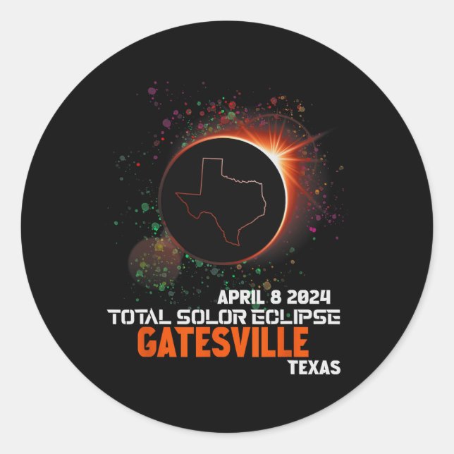 Texas Total Solar Eclipse 2024  Classic Round Sticker (Front)