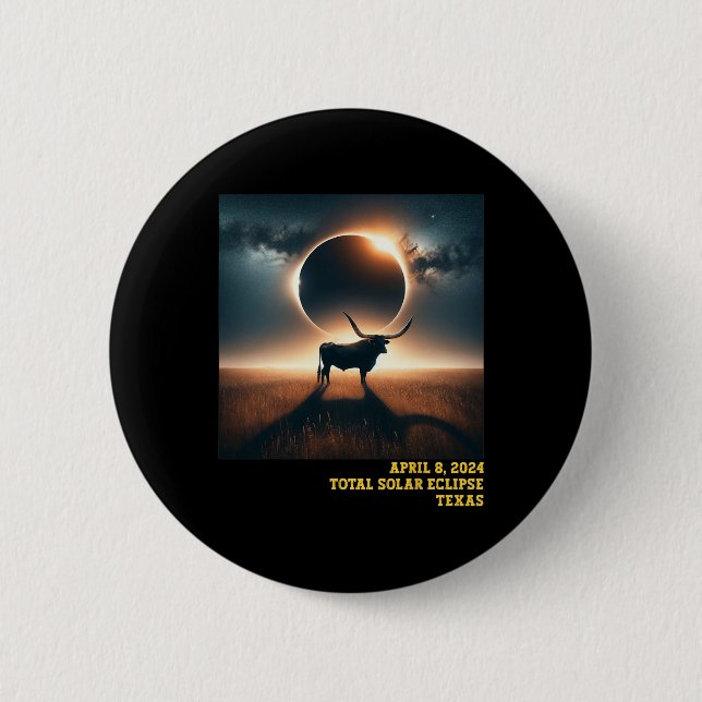 Texas Total Solar Eclipse 2024 Commemorative Astro Button (Front)