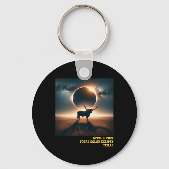 Texas Total Solar Eclipse 2024 Commemorative Astro Keychain (Front)