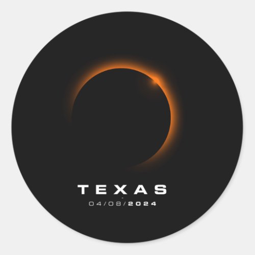 Texas Total Solar Eclipse 2024 Texas Solar Eclipse Classic Round Sticker