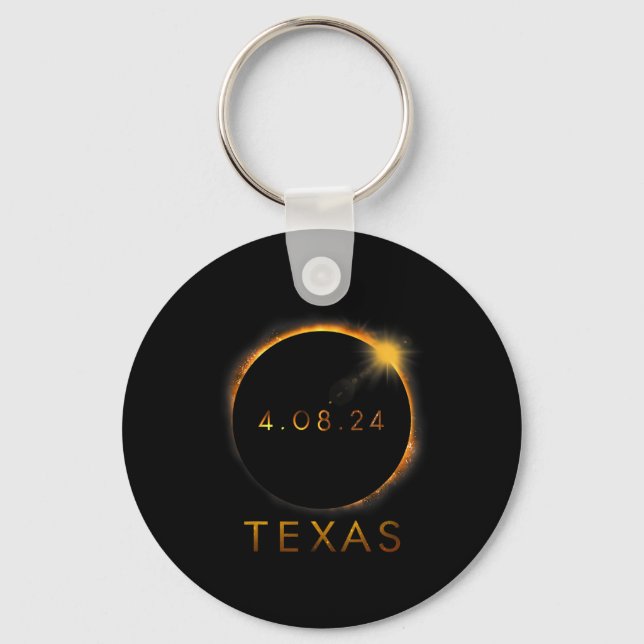 Texas Total Solar Eclipse April 8 2024 Texas Solar Keychain (Front)