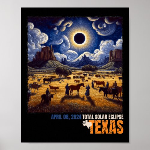 Texas Total Solar Eclipse April 8 2024 Texas Solar Poster