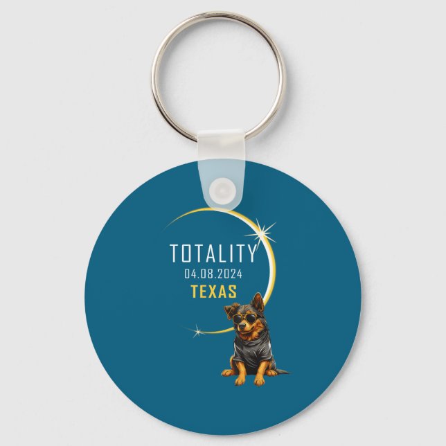 Texas Total Solar Eclipse Dog Keychain (Front)