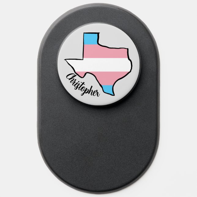 Texas Trans Pride Flag with Fancy Name PopSocket (Popsocket)