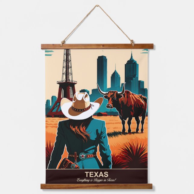 Texas Travel: Everything is Bigger in Texas Hanging Tapestry (Front)