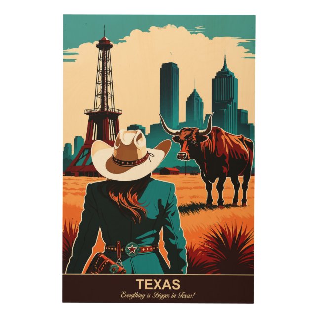 Texas Travel: Everything is Bigger Wood Wall Art (Front)