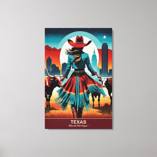 Texas Travel: Where the West Begins Canvas Print (Front)