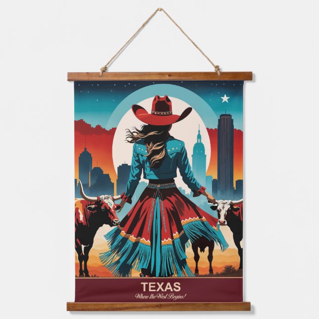 Texas Travel: Where the West Begins Hanging Tapestry (Front)