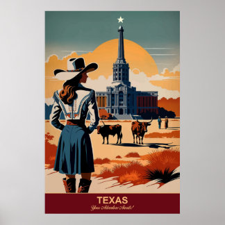 Texas Travel: Your Adventure Awaits Travel Poster
