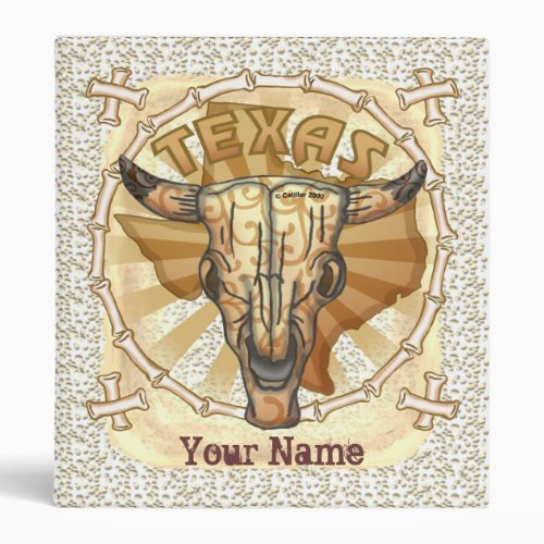 Texas Tribal Cow Skull custom name Binder
