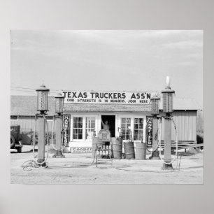 Texas Truck Stop, 1939. Vintage Photo Poster
