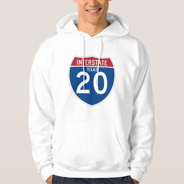 Texas TX I-20 Interstate Highway Shield - Hoodie (Front)