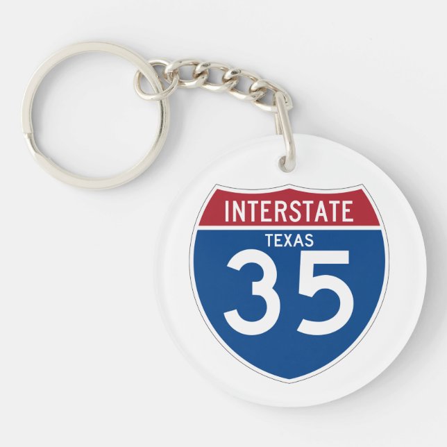 Texas TX I-35 Interstate Highway Shield - Keychain (Front)