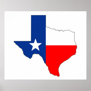 texas united states america map flag label shape poster