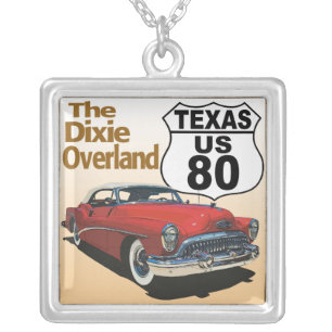 Texas US Route 80 - The Dixie Overland Silver Plated Necklace