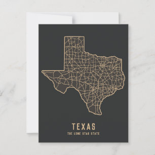 Texas US State road map - the Lone star state map Postcard