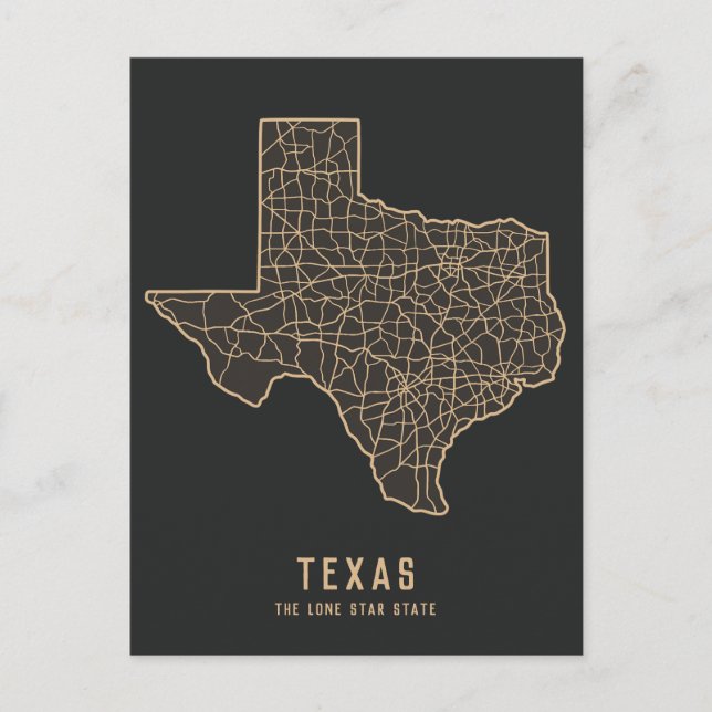 Texas US State road map - the Lone star state map Postcard (Front)