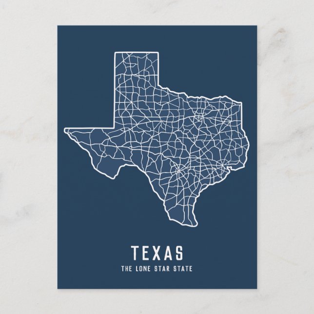 Texas US State road map - the Lone star state map Postcard (Front)