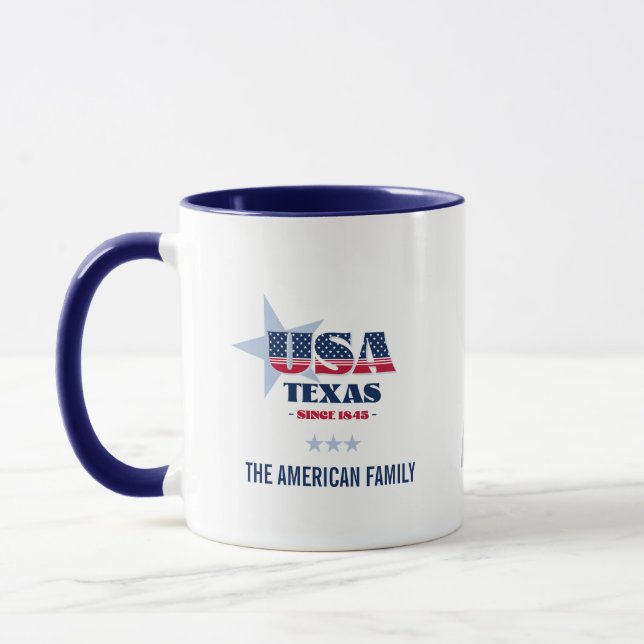 Texas USA 1845 Blue Star Personalized Mug (Left)