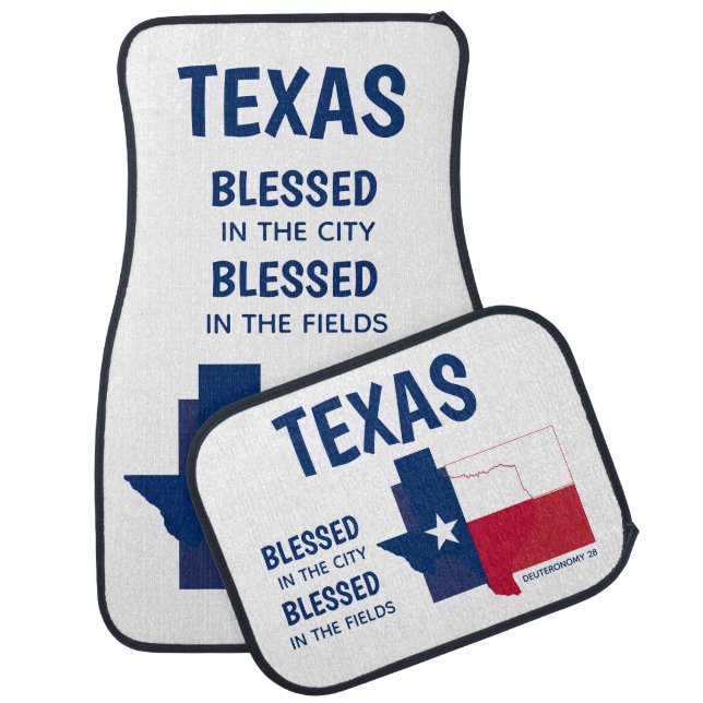 TEXAS USA BLESSED Christian Scripture Deuteronomy Car Floor Mat (Set)