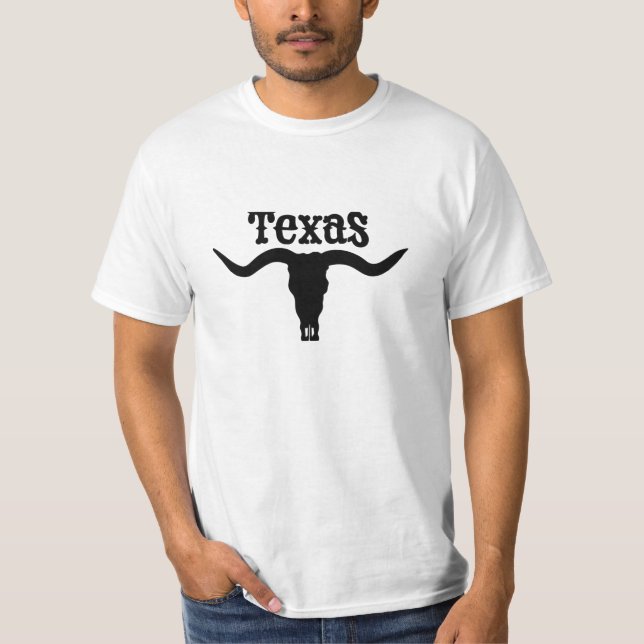 Texas USA Bull American Font T-Shirt (Front)