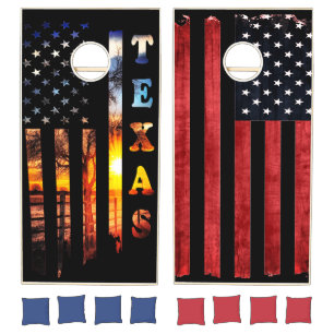 Texas USA Flag Patriotic Cornhole Set