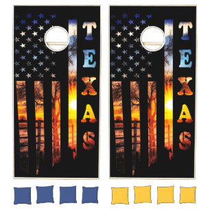 Texas USA Flag Patriotic Cornhole Set