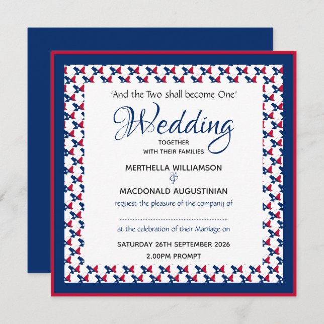 TEXAS USA FLAG Patriotic Custom Square Wedding Invitation (Front/Back)