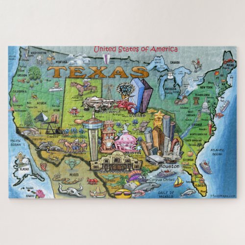 Texas USA Fun Map Jigsaw Puzzle