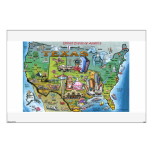 Texas USA Fun Maps Wall Sticker