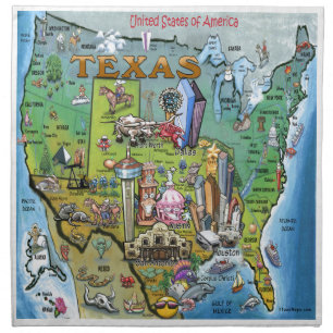 Texas USA Map Cloth Napkin