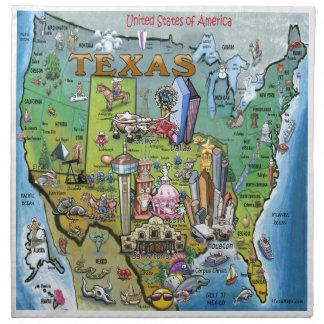 Texas USA Map Cloth Napkin